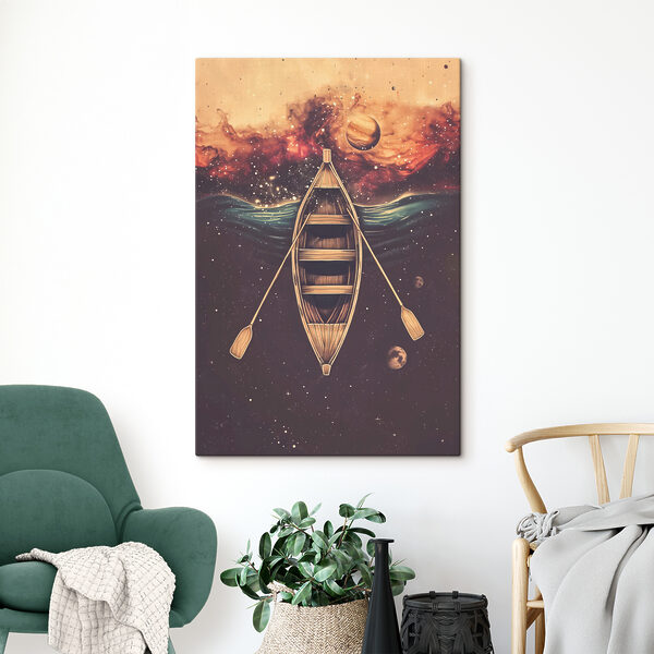 A boat with paddles in the water A boat with paddles in the water