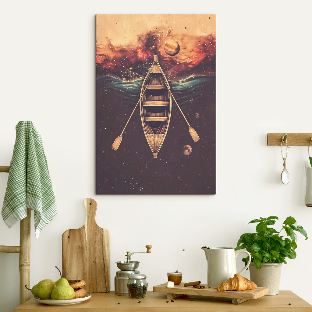 A boat with paddles in the water A boat with paddles in the water