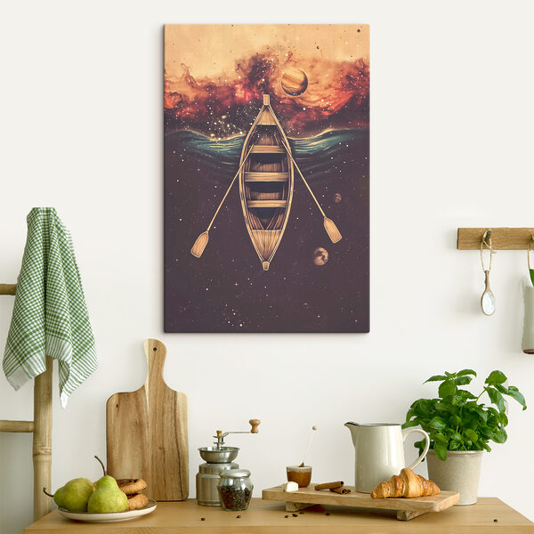 A boat with paddles in the water A boat with paddles in the water