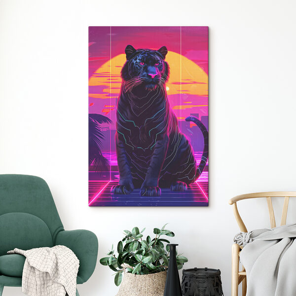 A black tiger with neon lights A black tiger with neon lights