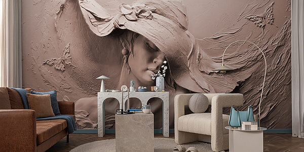Una scultura di donna con cappello Una scultura di donna con cappello