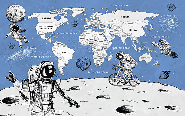 Un disegno di due astronauti sulla luna Un disegno di due astronauti sulla luna