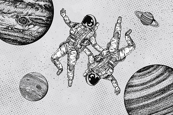 Un disegno di astronauti nello spazio w00630p 600x400 - Un disegno di astronauti nello spazio - tegory