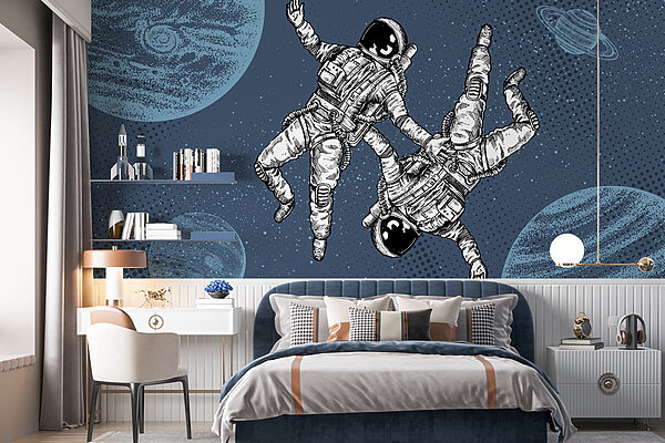 Due astronauti che fluttuano nello spazio Due astronauti che fluttuano nello spazio