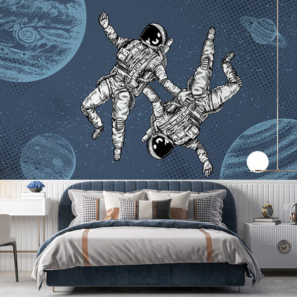 Due astronauti che fluttuano nello spazio Due astronauti che fluttuano nello spazio