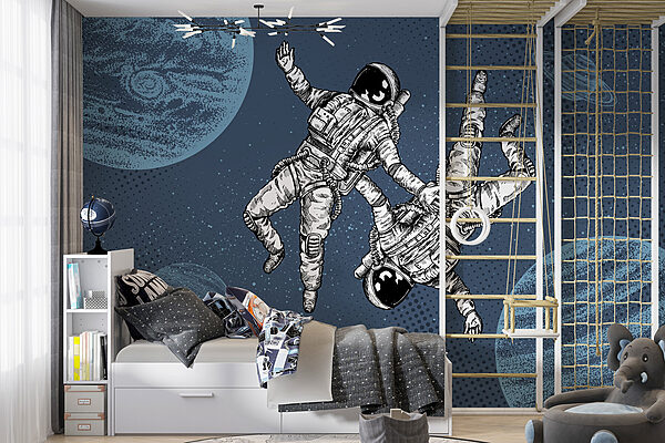 Due astronauti che fluttuano nello spazio Due astronauti che fluttuano nello spazio