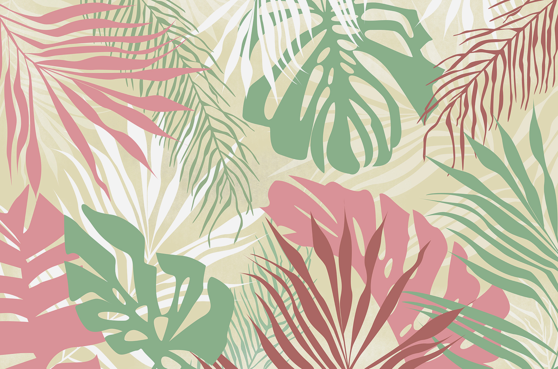 w00676p - Un motivo di foglie su sfondo bianco - tegory