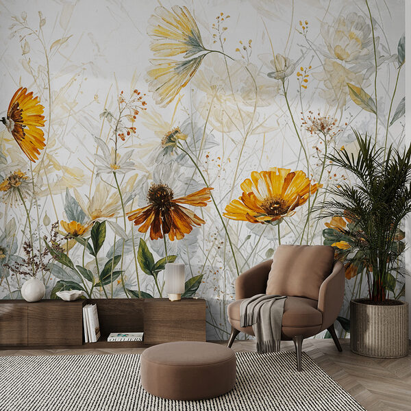 Un dipinto di fiori e foglie Un dipinto di fiori e foglie