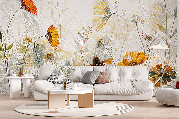 Un dipinto di fiori e foglie Un dipinto di fiori e foglie