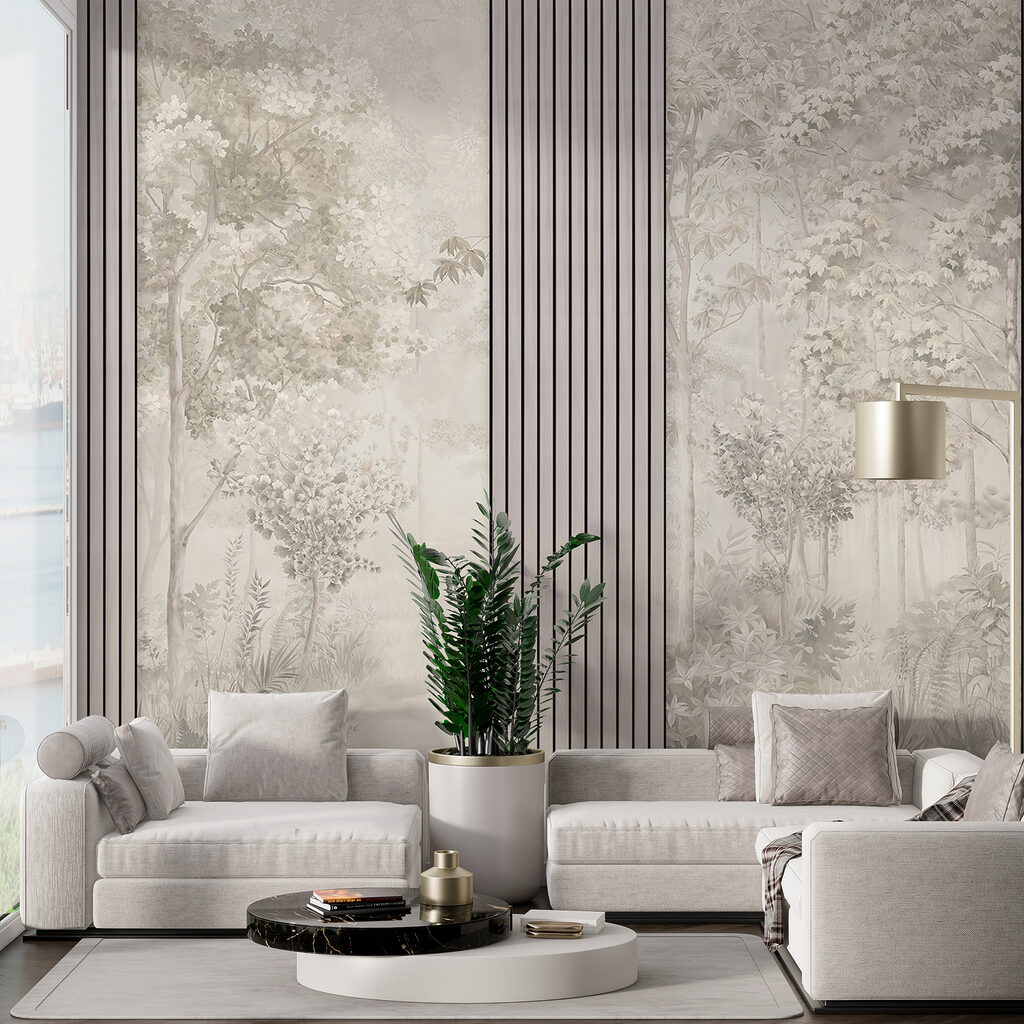 A wallpaper with trees and flowers A wallpaper with trees and flowers