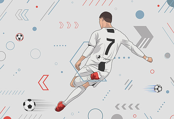 Un giocatore di calcio che calcia un pallone Un giocatore di calcio che calcia un pallone