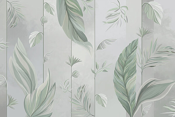 A wallpaper with leaves and flowers A wallpaper with leaves and flowers