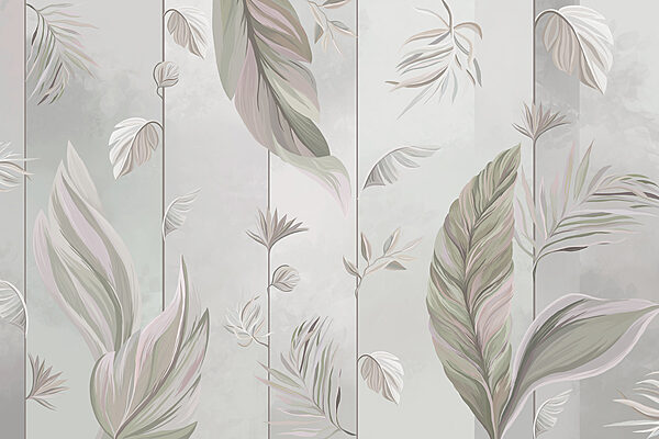 A wallpaper with leaves and lines A wallpaper with leaves and lines