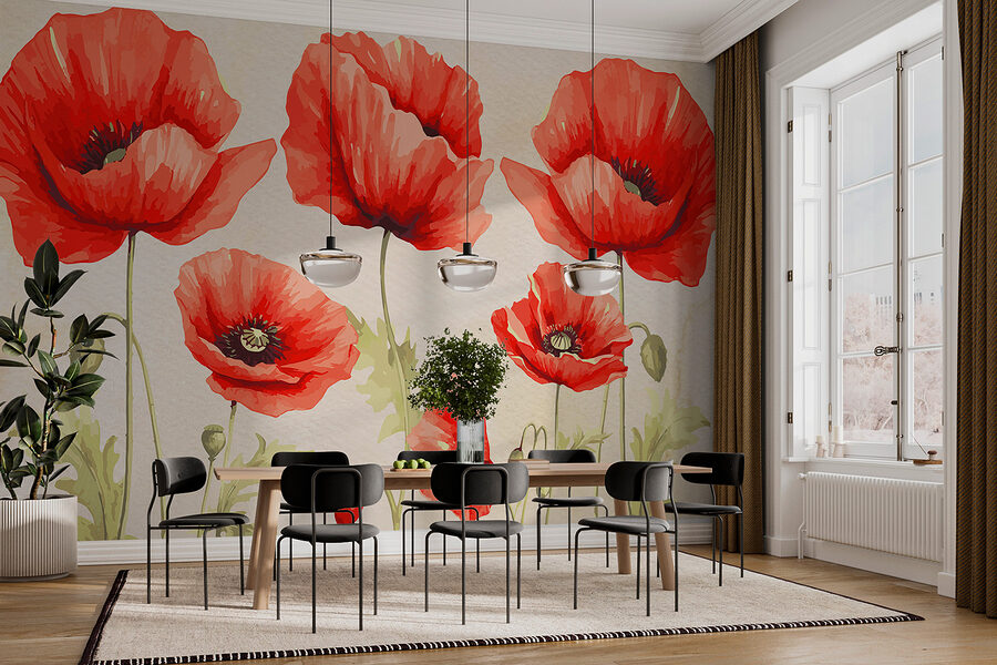 Un gruppo di fiori rossi