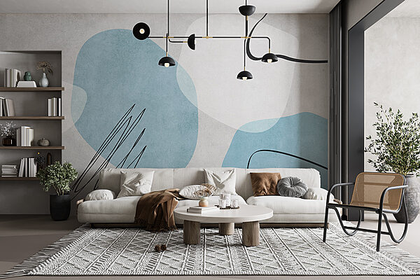 A blue and white abstract art A blue and white abstract art