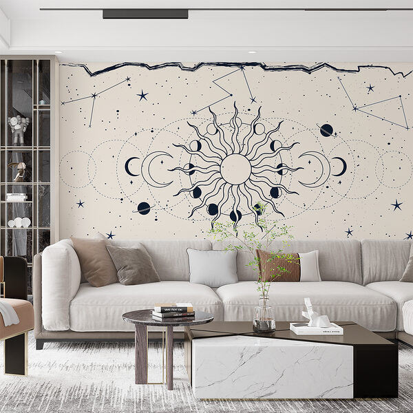 Un disegno del sole e della luna Un disegno del sole e della luna