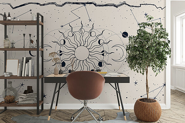 Un disegno del sole e della luna Un disegno del sole e della luna