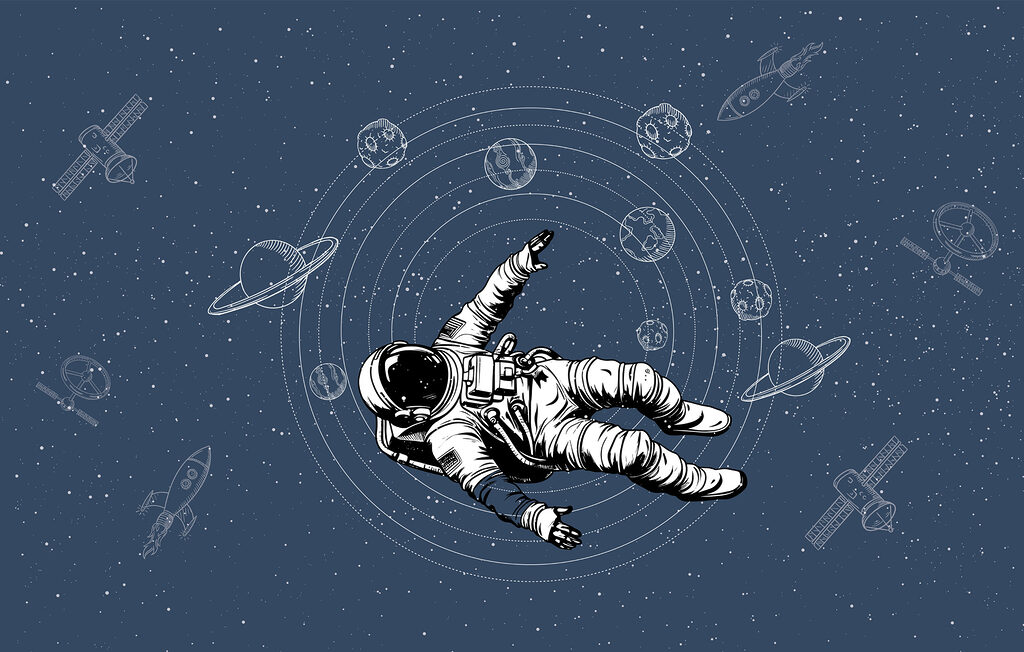 Un astronauta che fluttua nello spazio Un astronauta che fluttua nello spazio