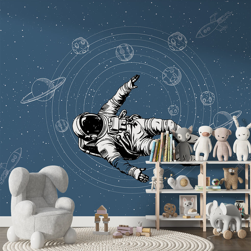 An astronaut floating in space