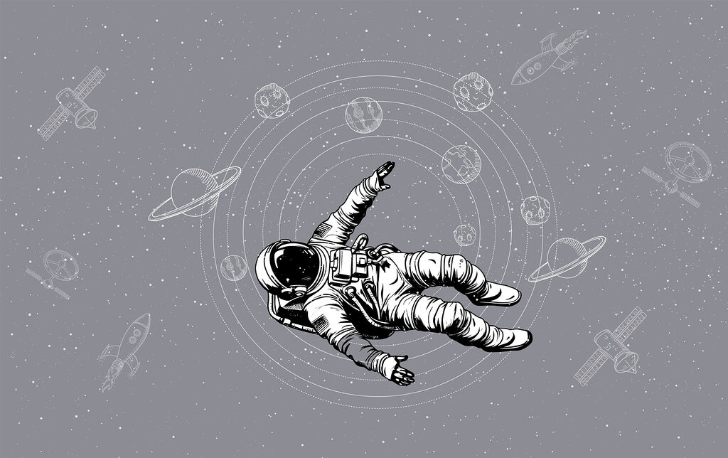 An astronaut floating in space An astronaut floating in space