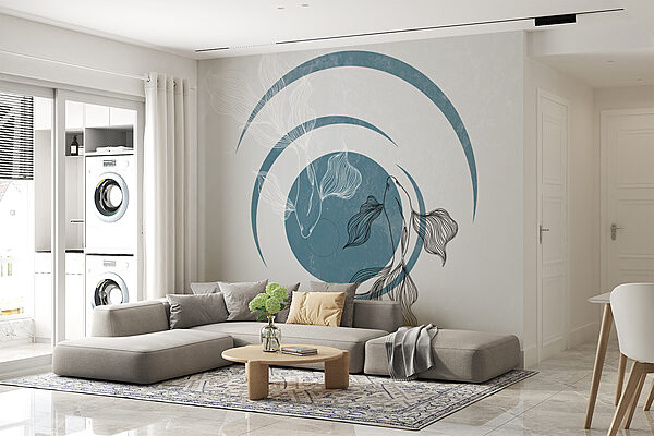Il disegno di un pesce e di un cerchio ondulato Il disegno di un pesce e di un cerchio ondulato