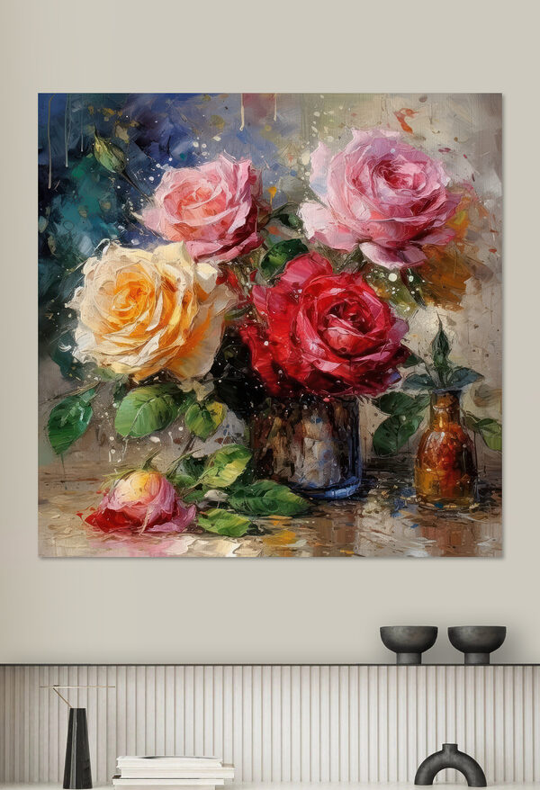 Quadri Un dipinto raffigurante dei fiori in un vaso