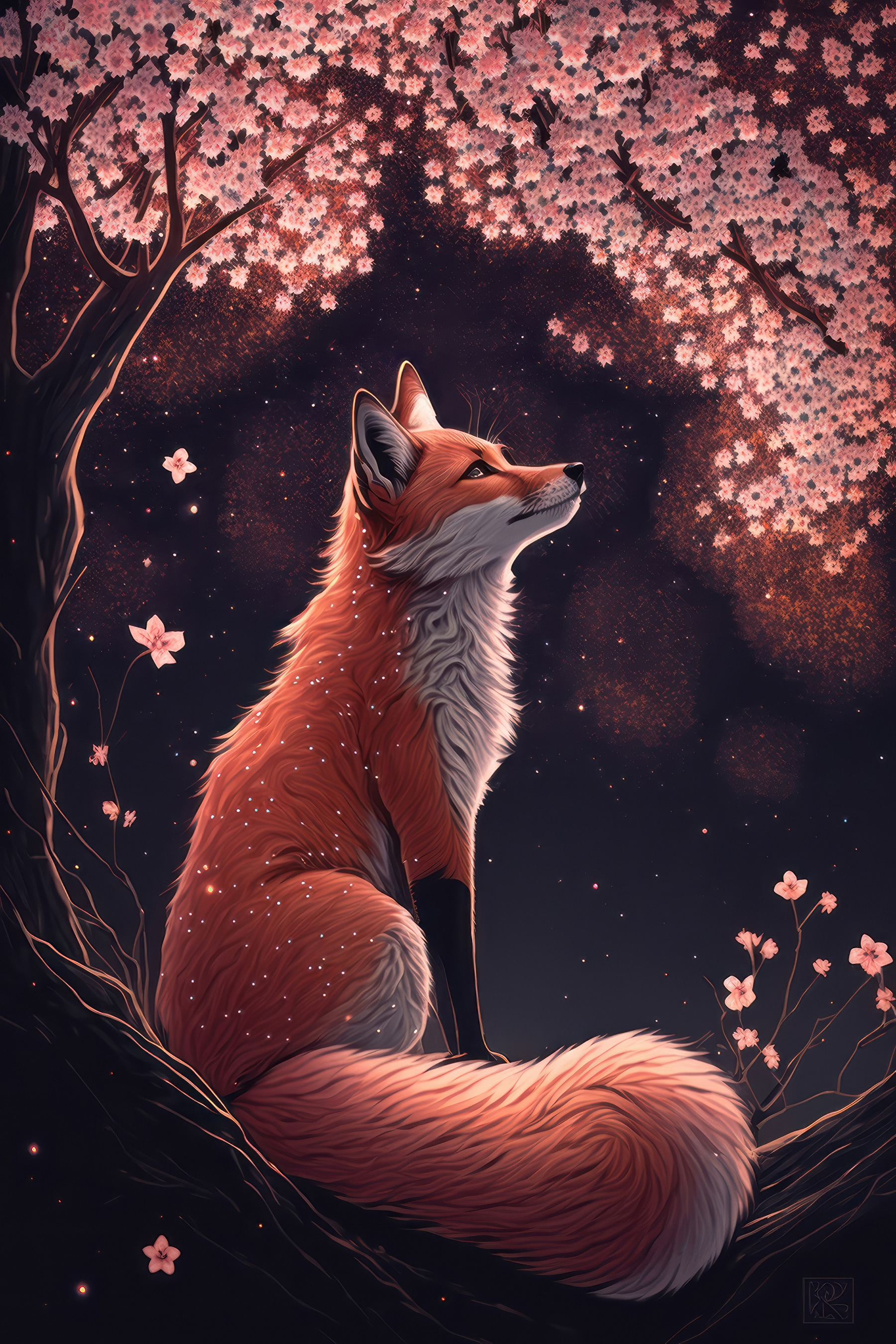 A fox sitting in a tree