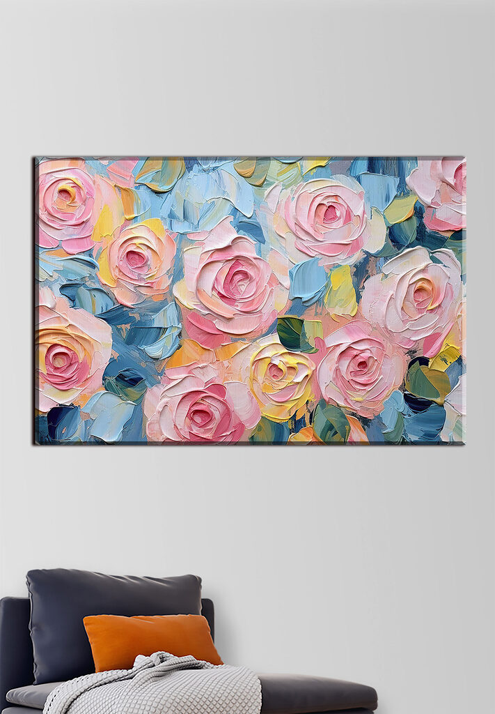A painting of flowers and leaves A painting of flowers and leaves
