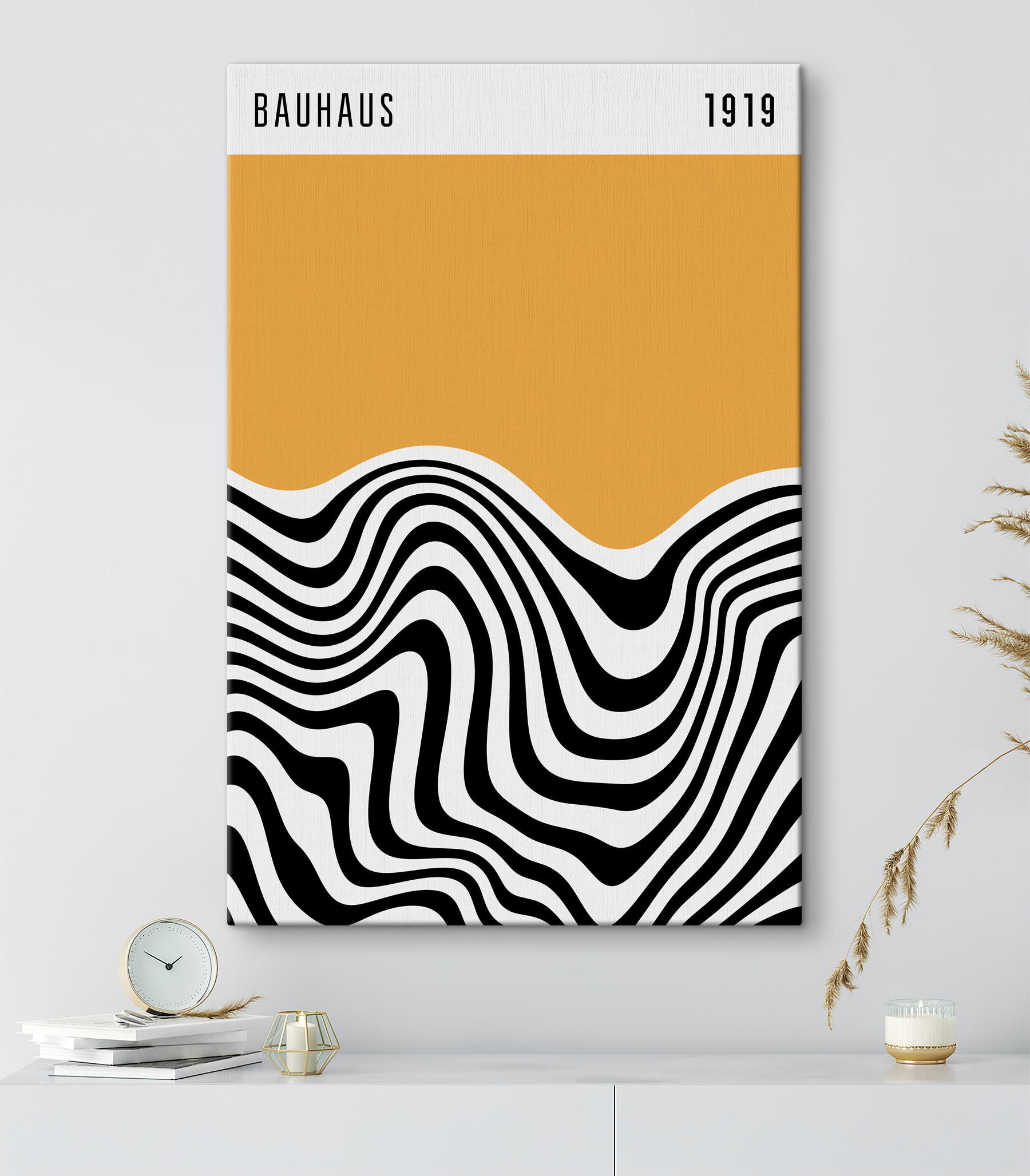 A black and white waves
