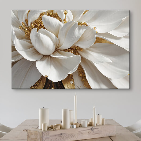 Quadri Un primo piano di un fiore bianco