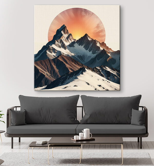 A mountain range with snow and sun A mountain range with snow and sun