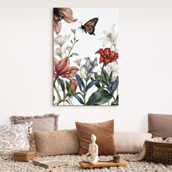 Quadri Quadri Una farfalla che vola sopra i fiori (COD: s38768)