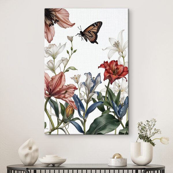 A butterfly flying over flowers A butterfly flying over flowers