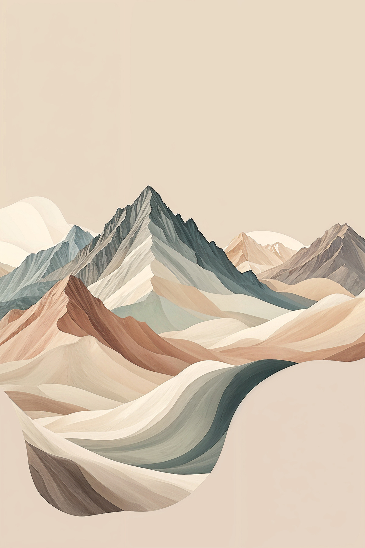 A painting of mountains in different colors