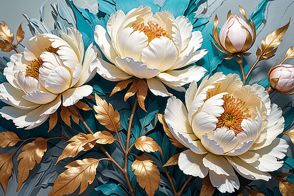 Elegant blooms in shimmering metallic hues Elegant blooms in shimmering metallic hues