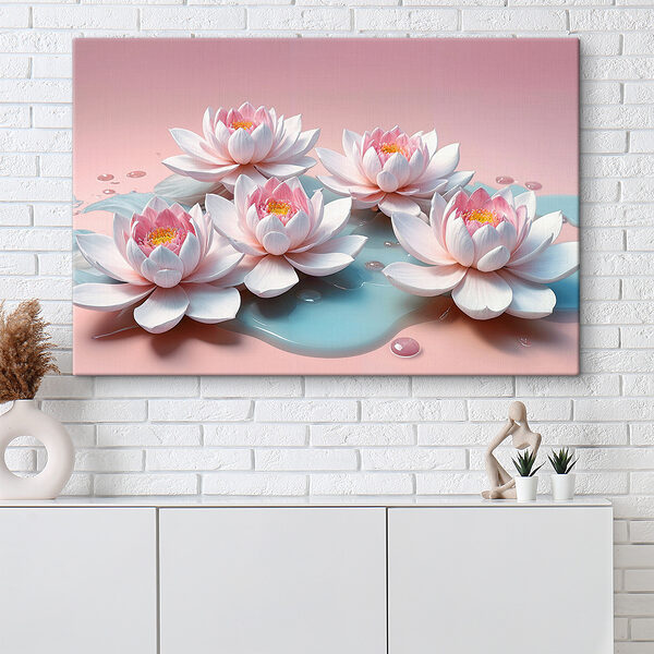 Quadri Un mazzo di fiori rosa che galleggiano sull'acqua