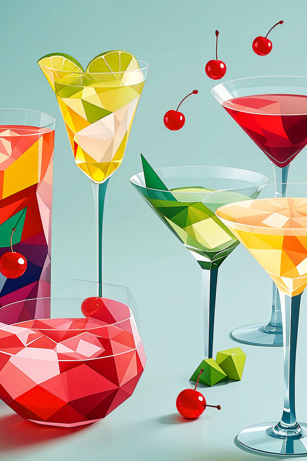 A group of colorful drinks A group of colorful drinks
