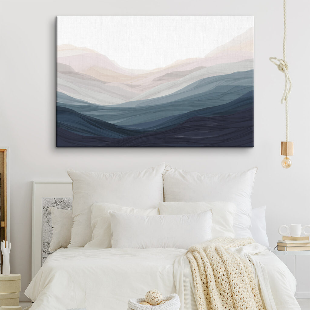A landscape of mountains with blue and grey shades A landscape of mountains with blue and grey shades