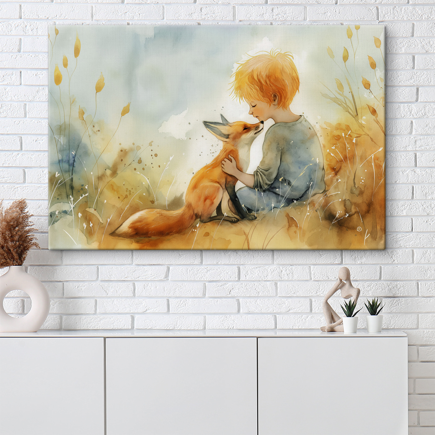 A child hugging a fox A child hugging a fox