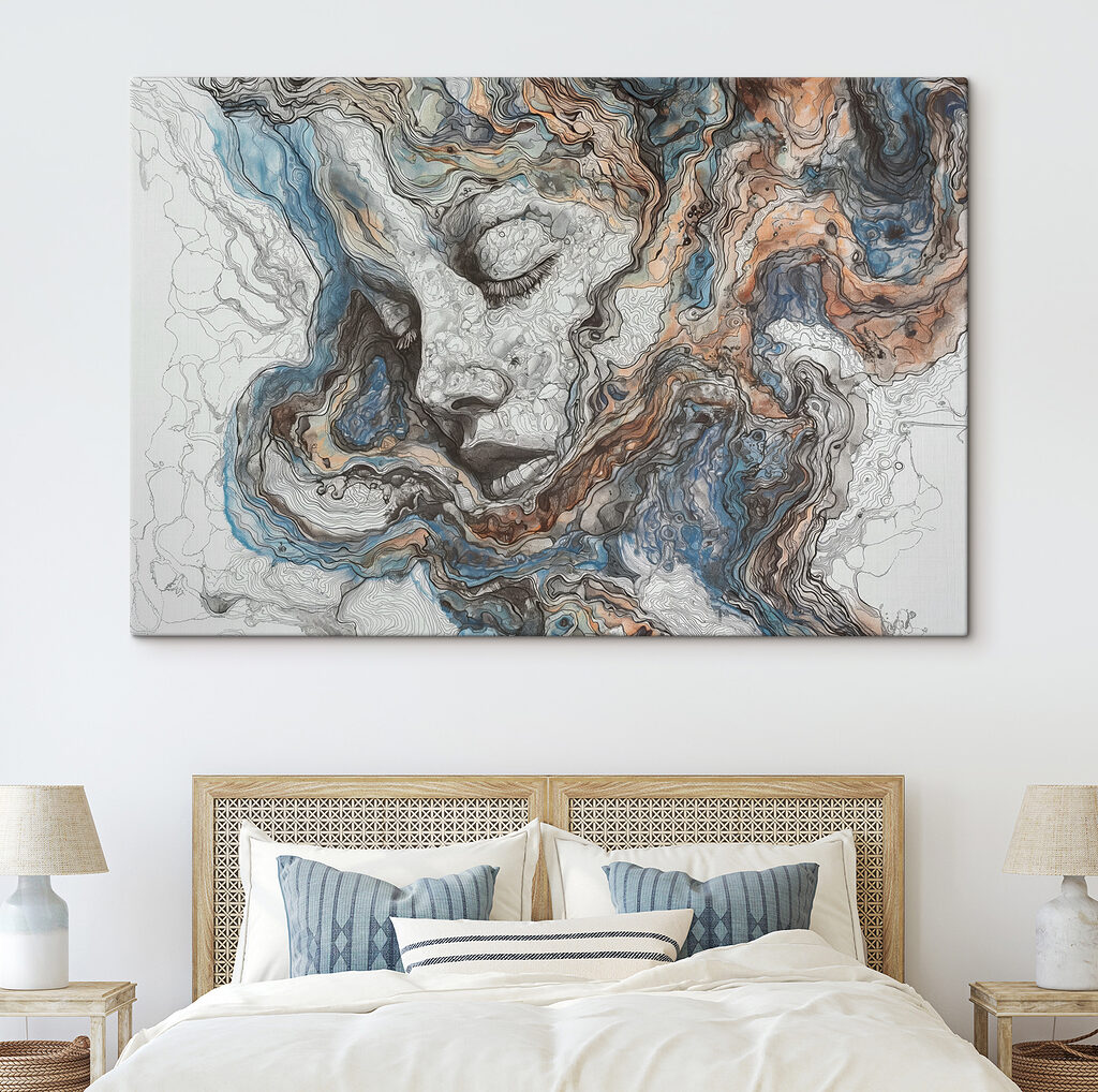 A painting of a woman's face A painting of a woman's face
