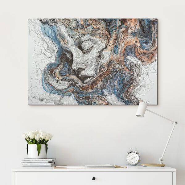A painting of a woman's face A painting of a woman's face