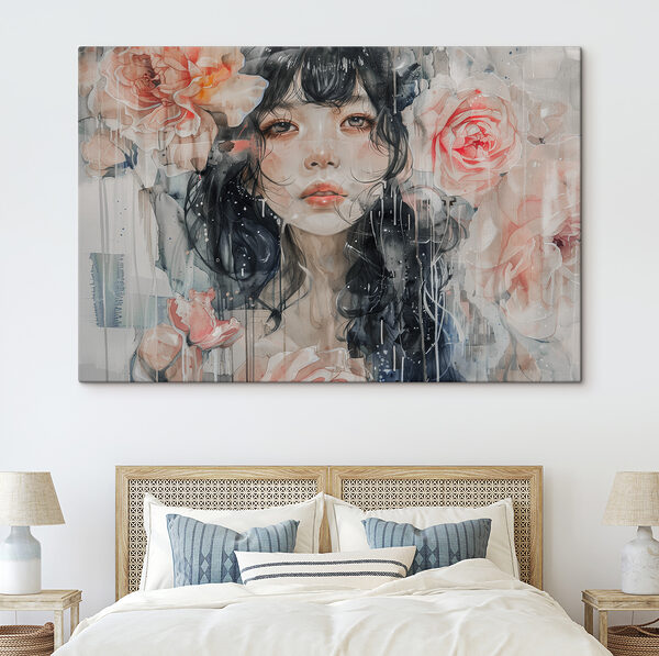 Quadri Quadri Un dipinto raffigurante una donna con dei fiori (COD: s38797)