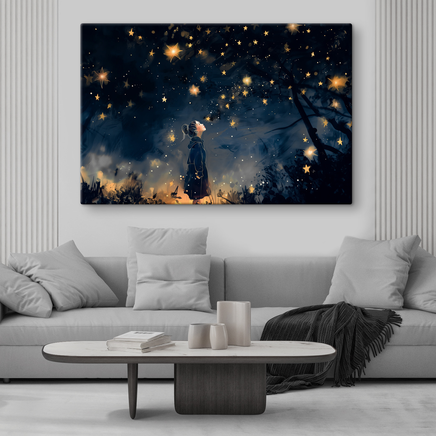 A girl looking up at stars