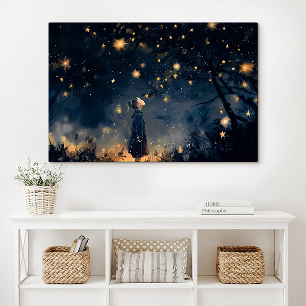 A girl looking up at stars