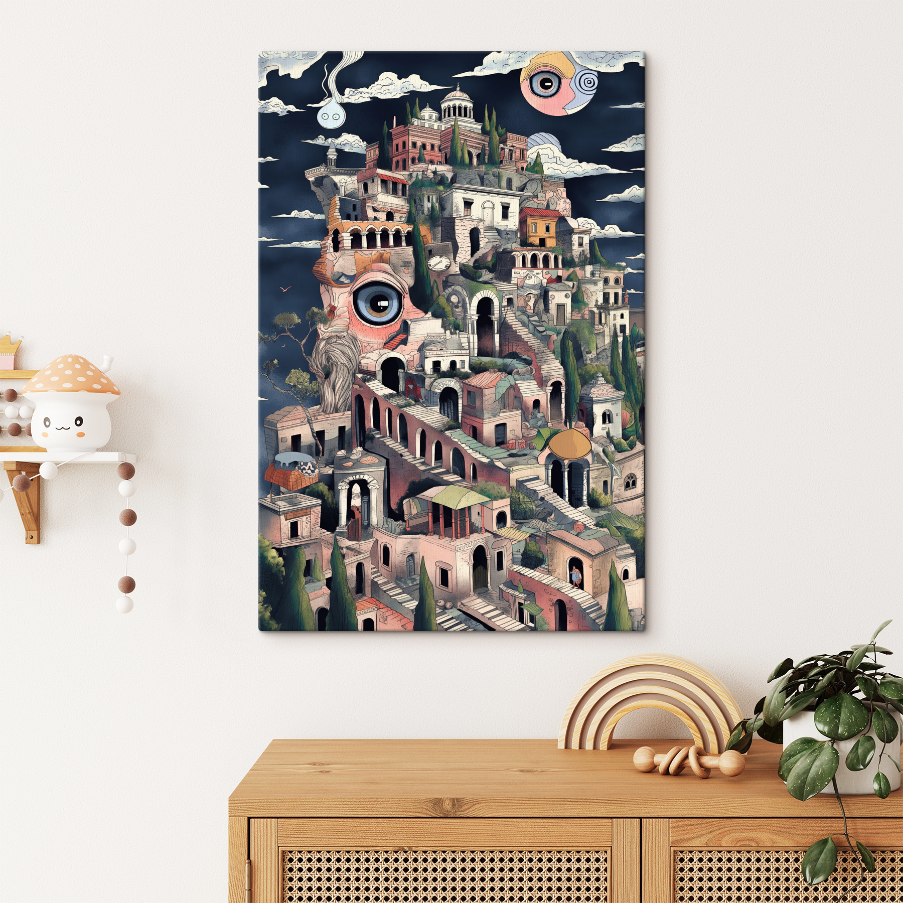 A cartoon of a city