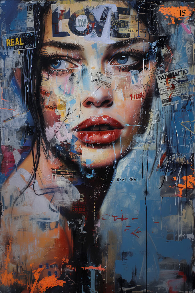 A painting of a woman's face