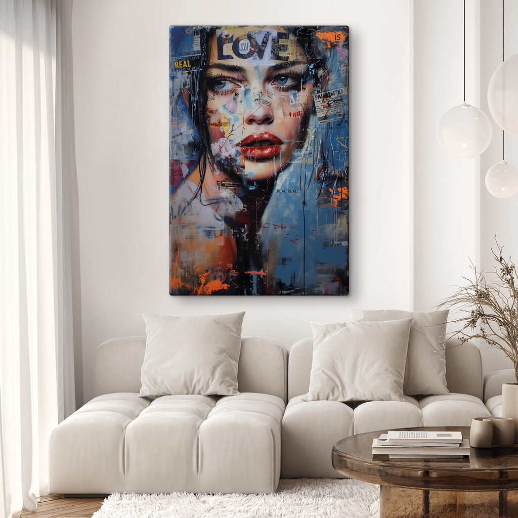 A painting of a woman's face