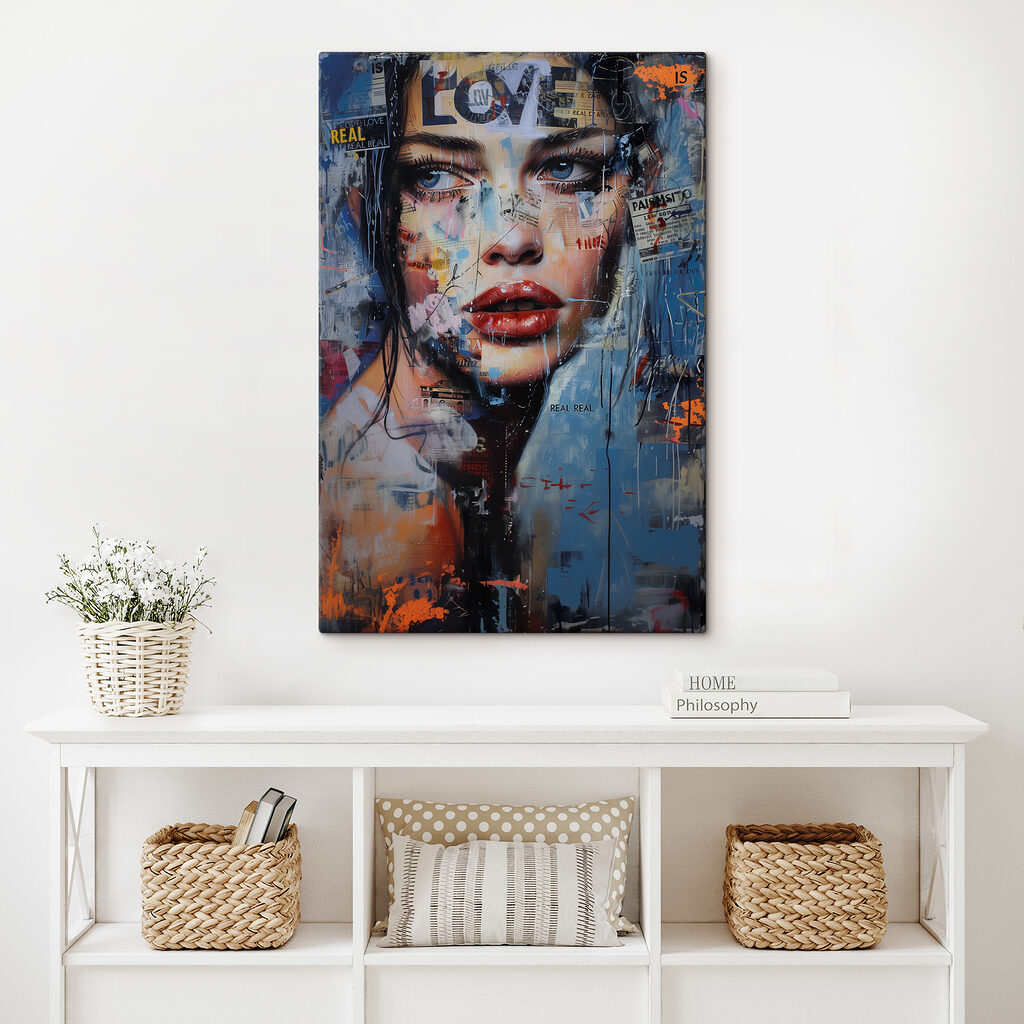 A painting of a woman's face