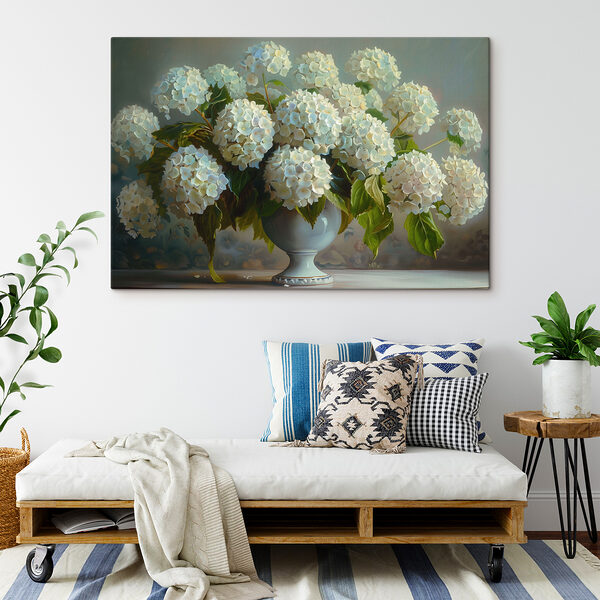 A vase of white flowers