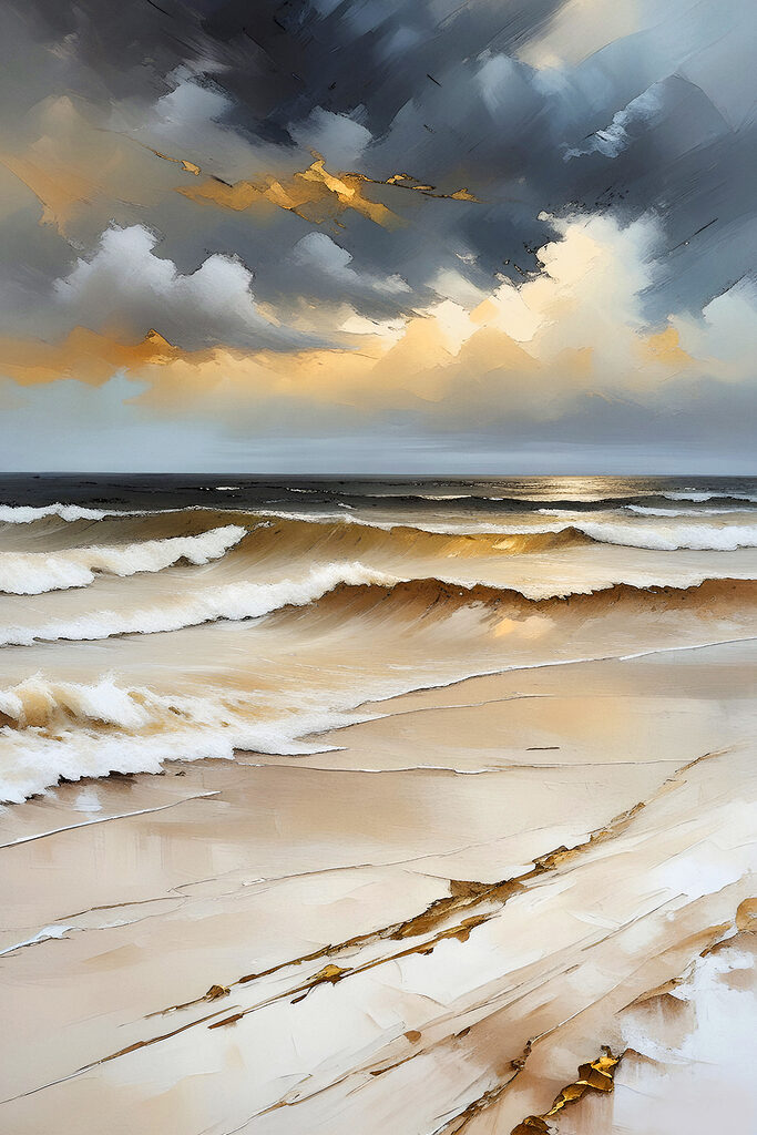 Waves crashing on a beach